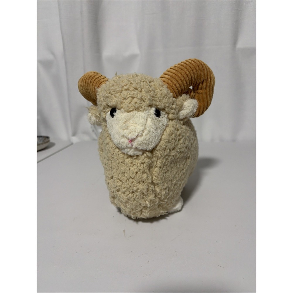 Tom's Toy International Beige Sheep Plush Stuffed Animal Corduroy Horns Ram